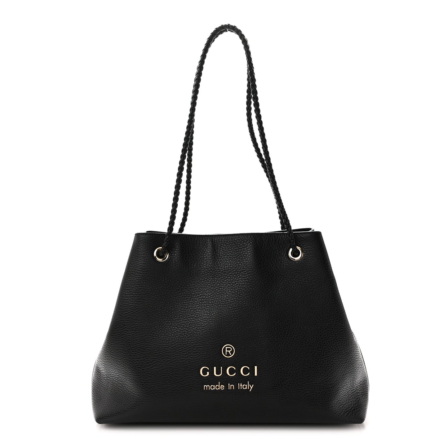 Calfskin Medium Braided Handle Gifford Tote Black