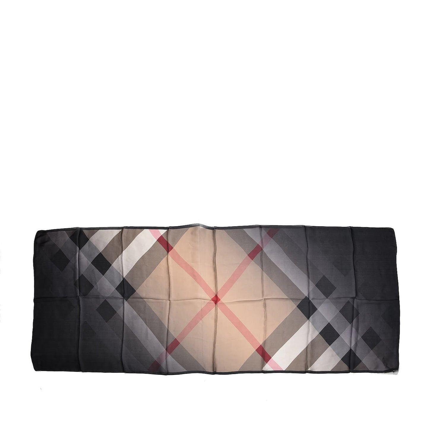 Silk Ombre Check Scarf Camel Black