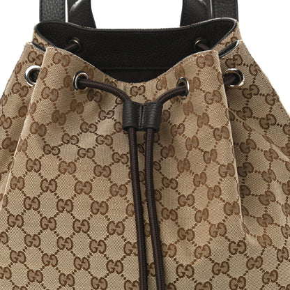 Gucci Monogram Dollar Calfskin O Drawstring Backpack Beige Ebony Testa di Moro Dark Chocolate 8 of 10