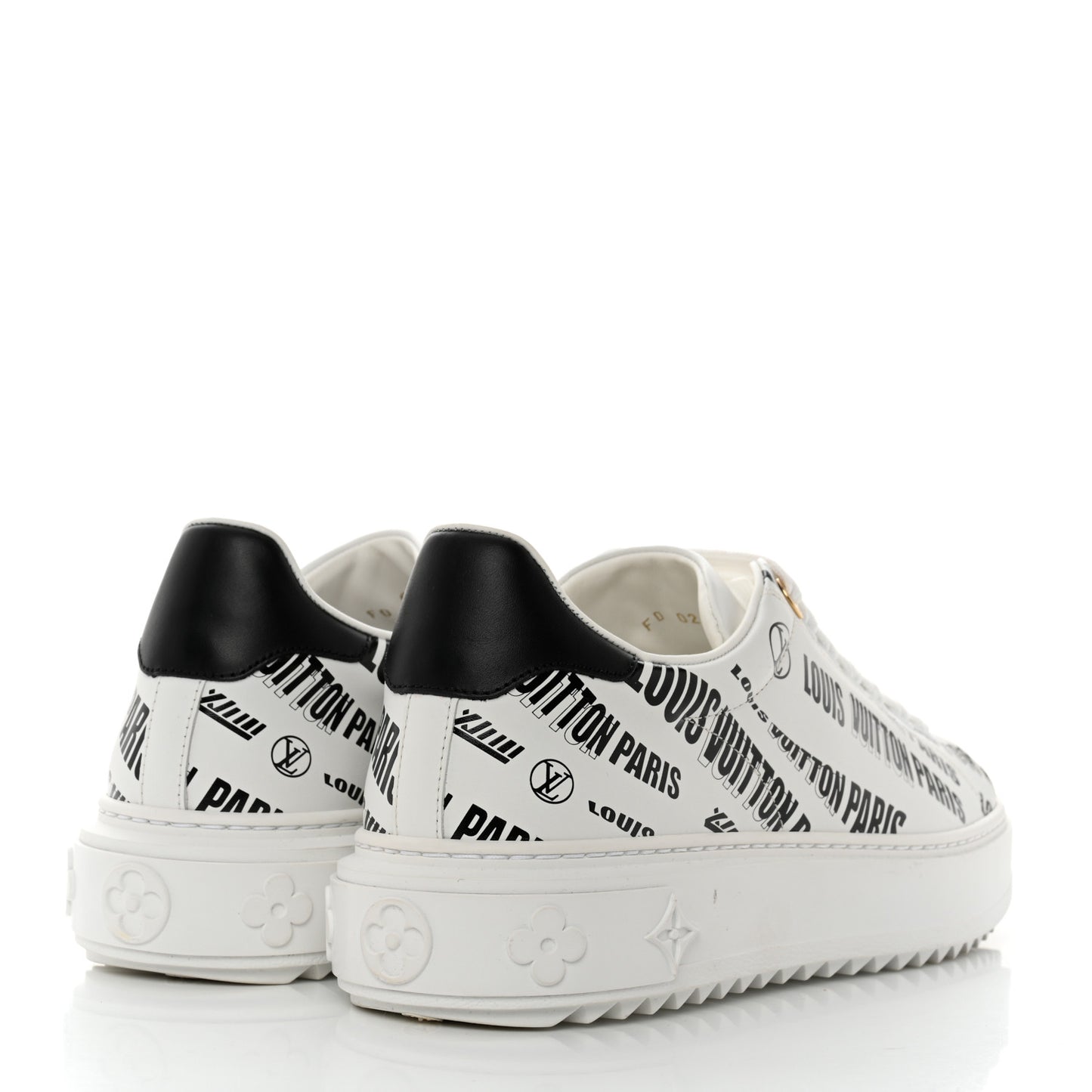 Calfskin Printed Time Out Trainer Sneakers 38 White