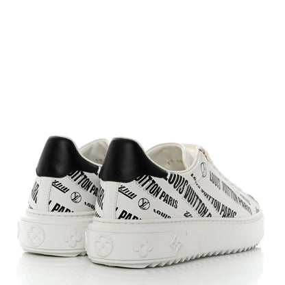 Louis Vuitton Calfskin Printed Time Out Trainer Sneakers 38 White 4 of 8