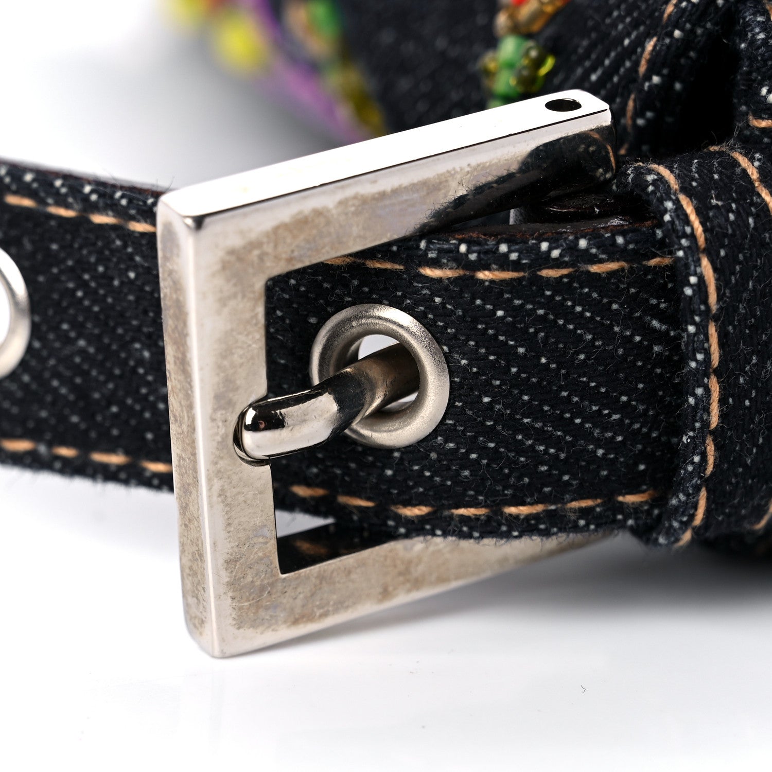 Fendi Denim Ricami Beaded Baguette Blue 10 of 10