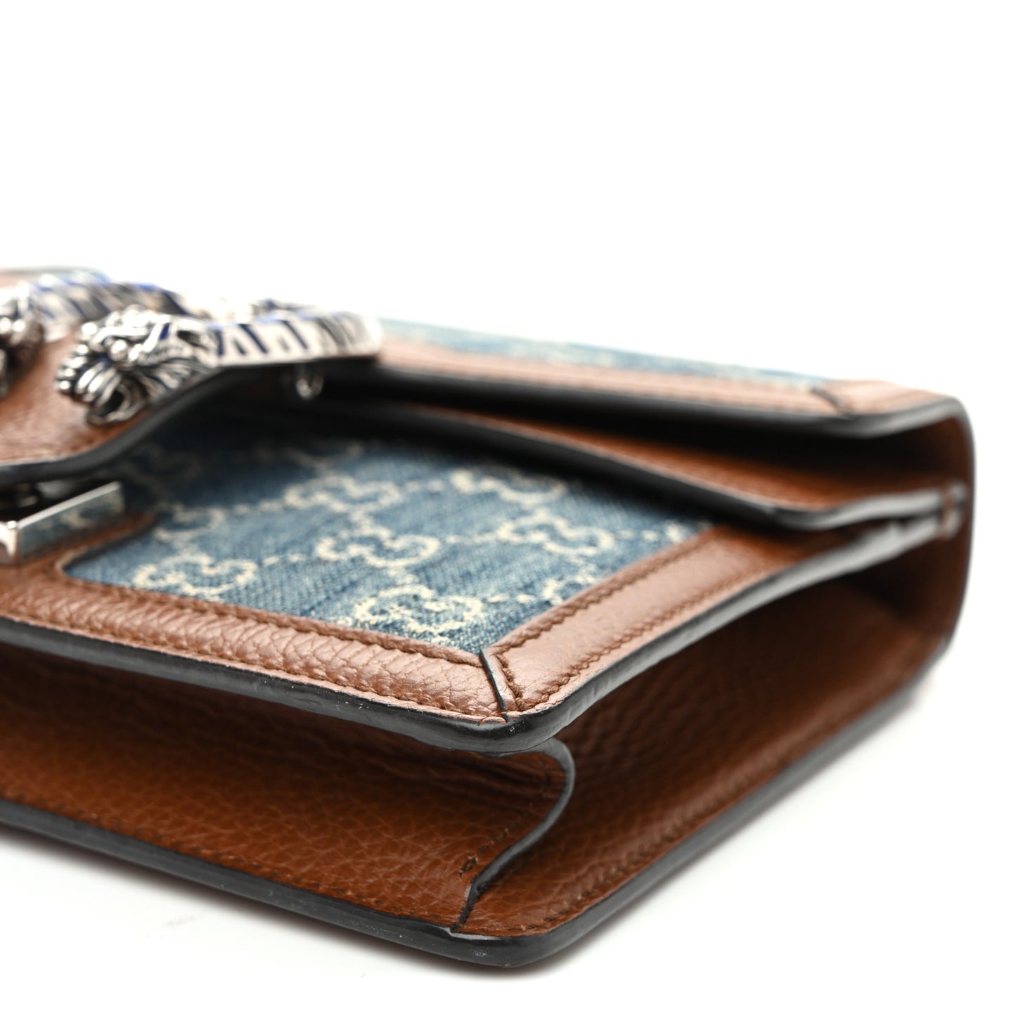 New Denim GG Monogram Dollar Calfskin Enamel Mini Dionysus Shoulder Bag Blue Tea Cuir Epilog Electric Blue