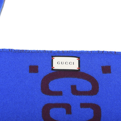 Gucci Wool Silk Monogram Jumbo GG Freedom Scarf Lacquer Blue 3 of 4