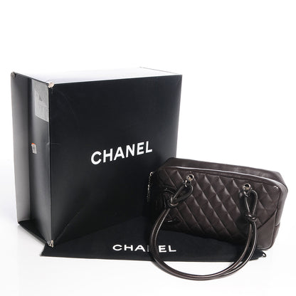 Chanel Calfskin Quilted Large Cambon Bowler Dark Brown 6 of 9