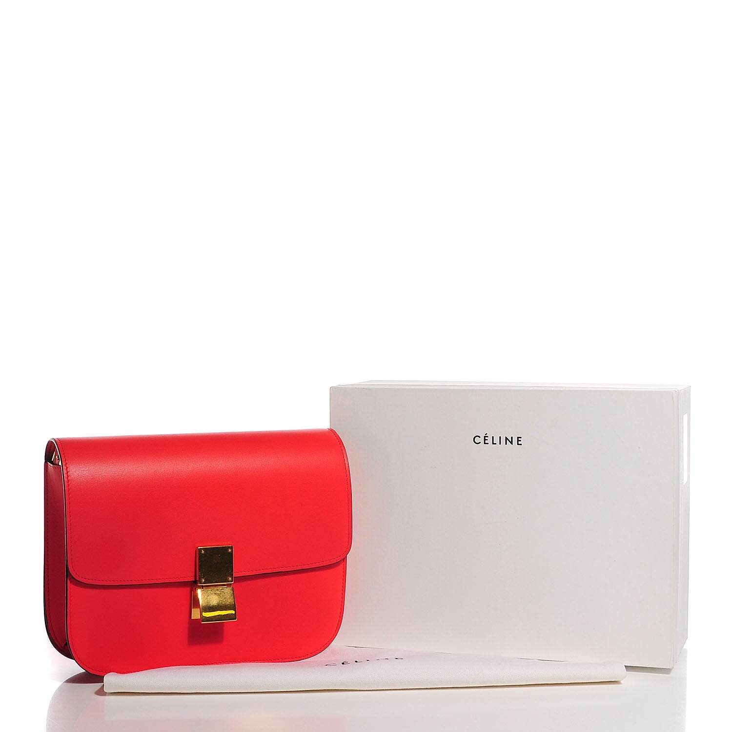 Celine Box Calfskin Medium Classic Box Flap Bag Poppy 14 of 19