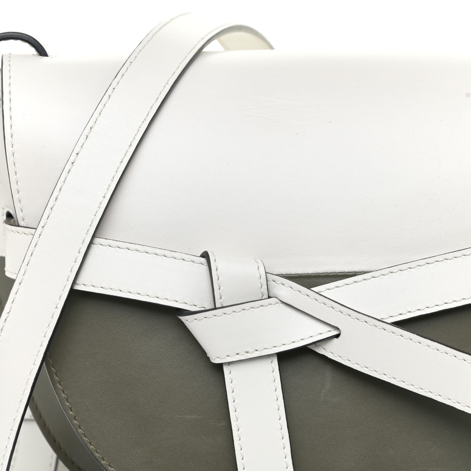Loewe Calfskin Small Gate Crossbody Bag Khaki Green Soft White 8 of 10