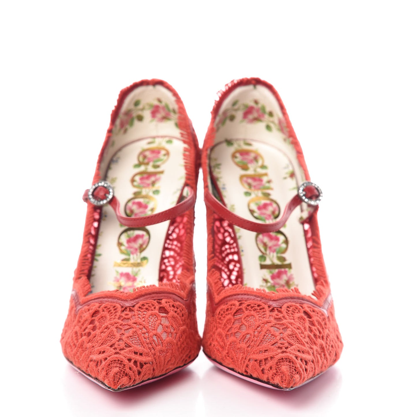Lace Pizzo Venice Pumps 38.5 Hibiscus Red