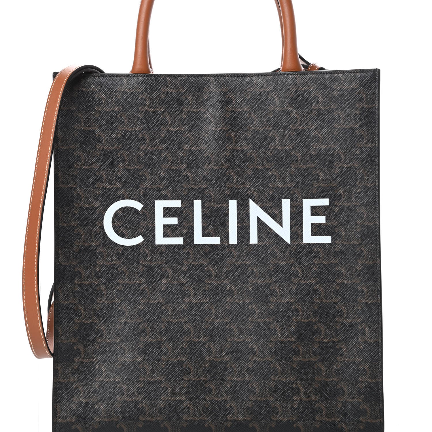 Celine Triomphe Canvas Calfskin Small Vertical Cabas Tan 8 of 12