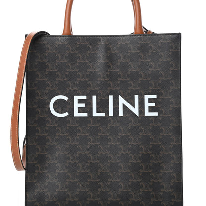 Celine Triomphe Canvas Calfskin Small Vertical Cabas Tan 8 of 12