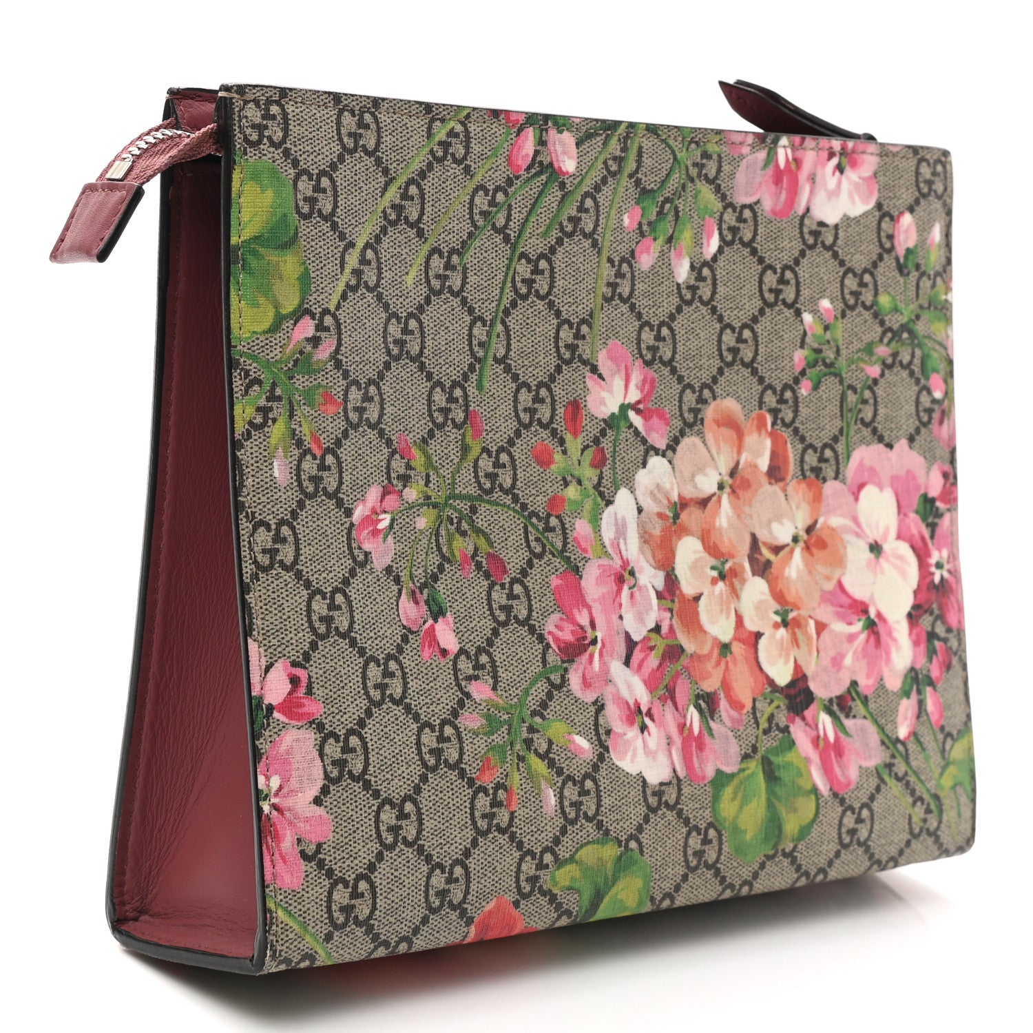 Gucci GG Supreme Monogram Blooms Large Cosmetic Case Beige Multicolor Dry Rose 3 of 7
