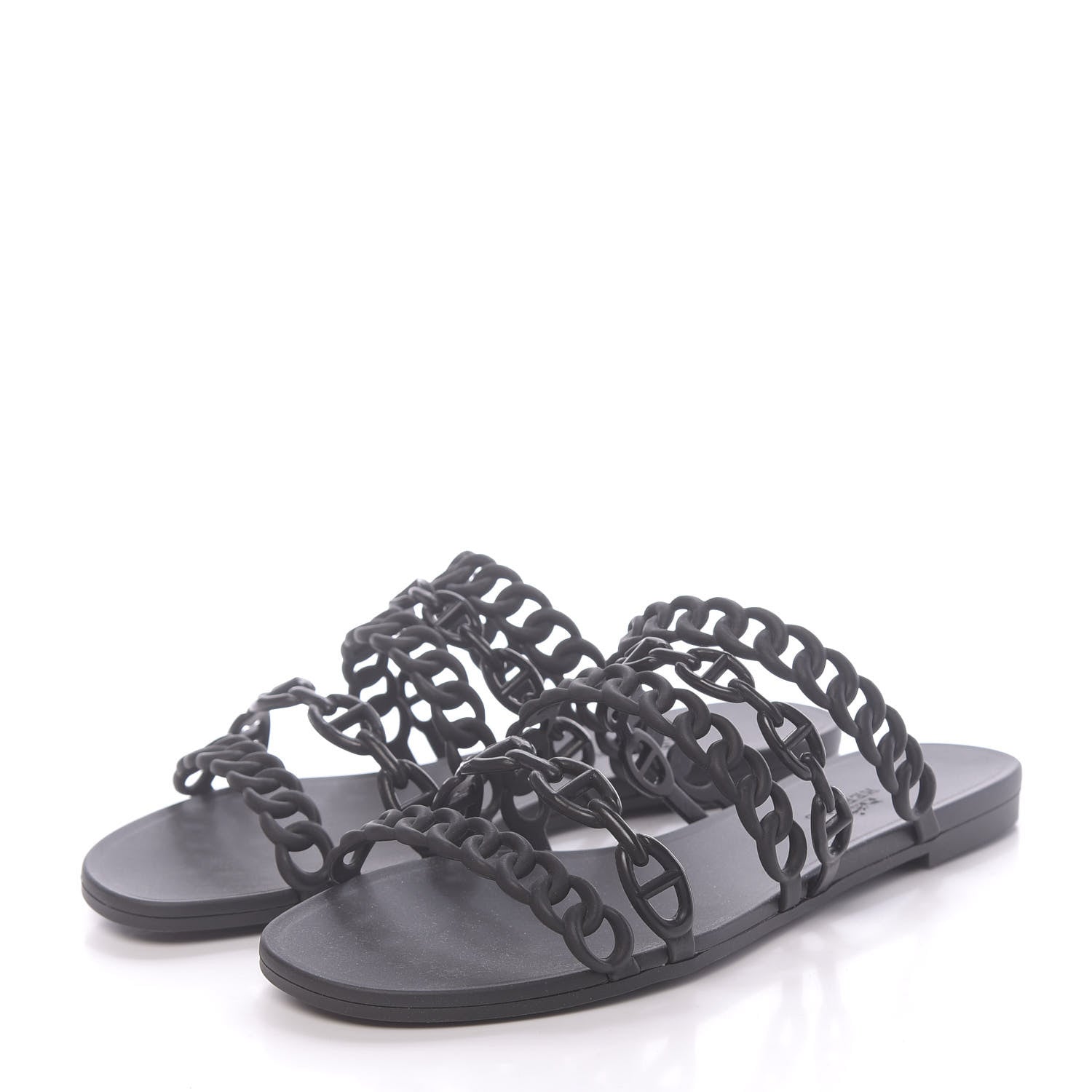 Hermes Rubber Chaine d'Ancre Nude Sandals 38 Black 3 of 8