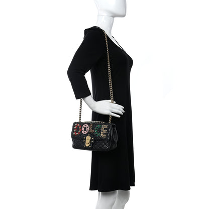 Dolce & Gabbana Lambskin Watersnake Embellished Lucia Shoulder Bag Black 2 of 11
