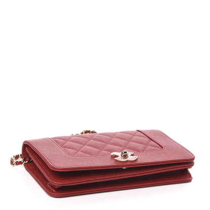 Chanel Caviar Quilted Vintage Mademoiselle Wallet On Chain WOC Red 4 of 10