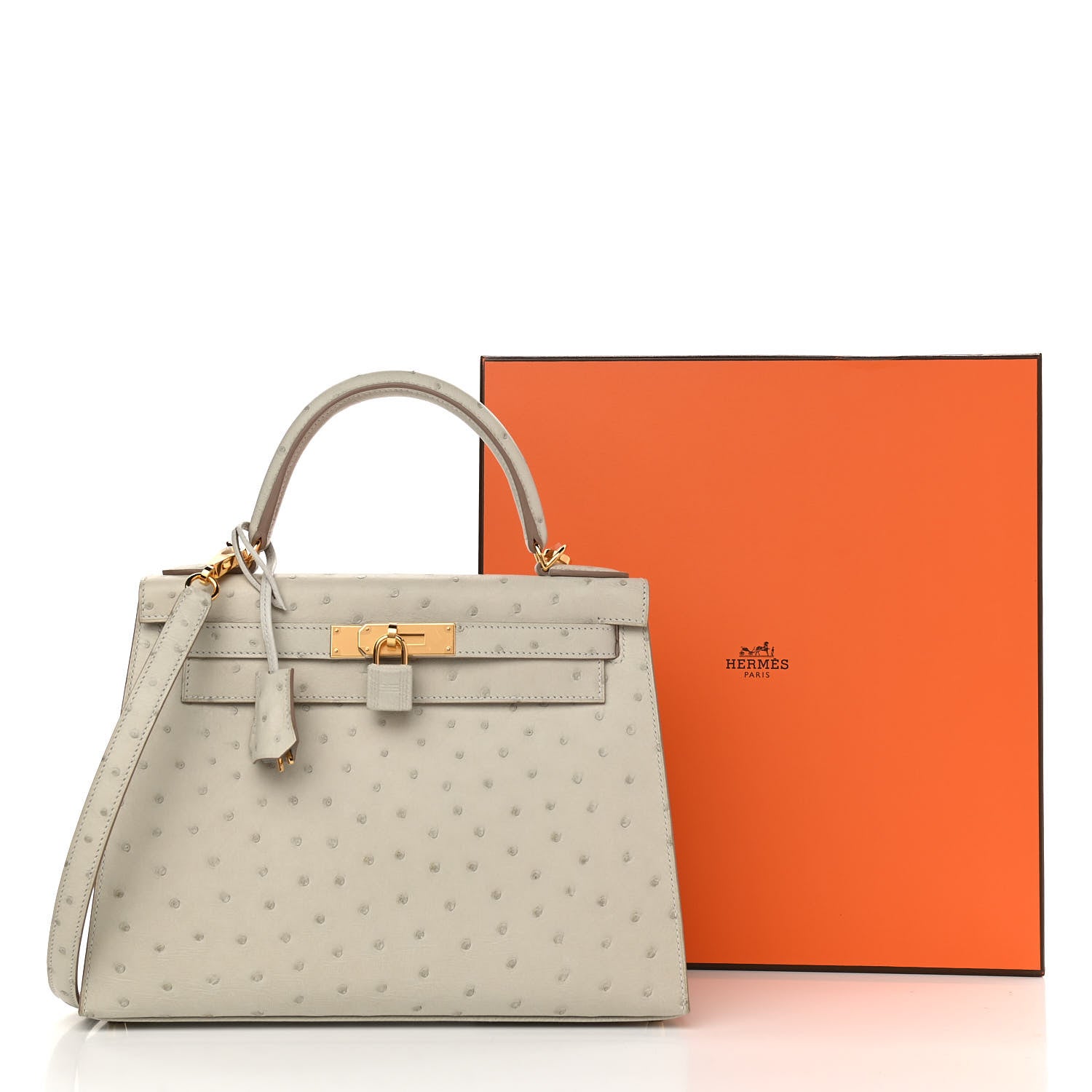 Hermes Ostrich Kelly Sellier 28 Gris Perle 11 of 11