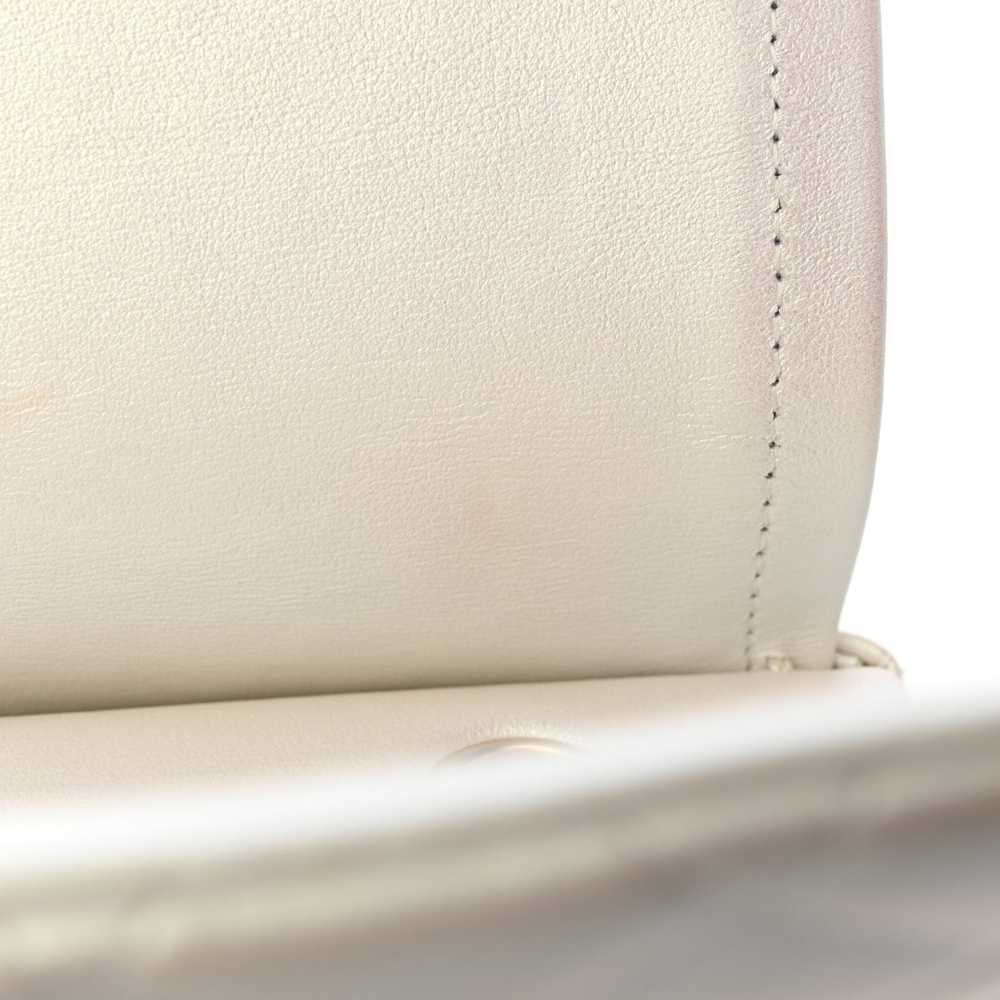 Iridescent Calfskin Quilted Medium Double Flap White