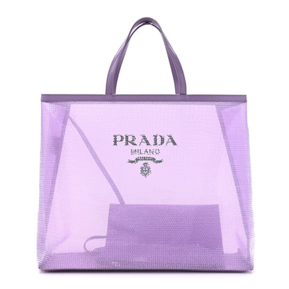 Prada Mesh Paillettes Spazzolato Logo Shopping Tote Lilium 1 of 13