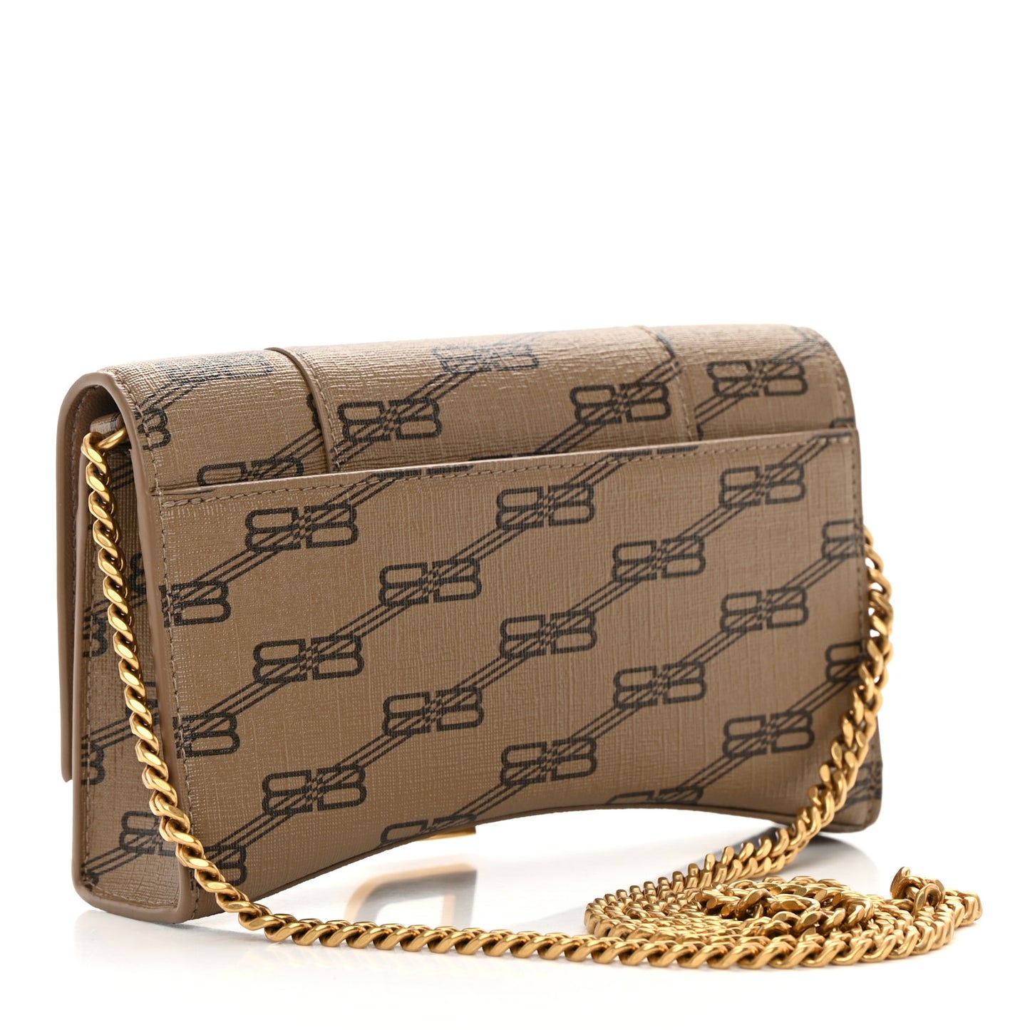 Coated Canvas BB Monogram Hourglass Chain Bag Beige Brown