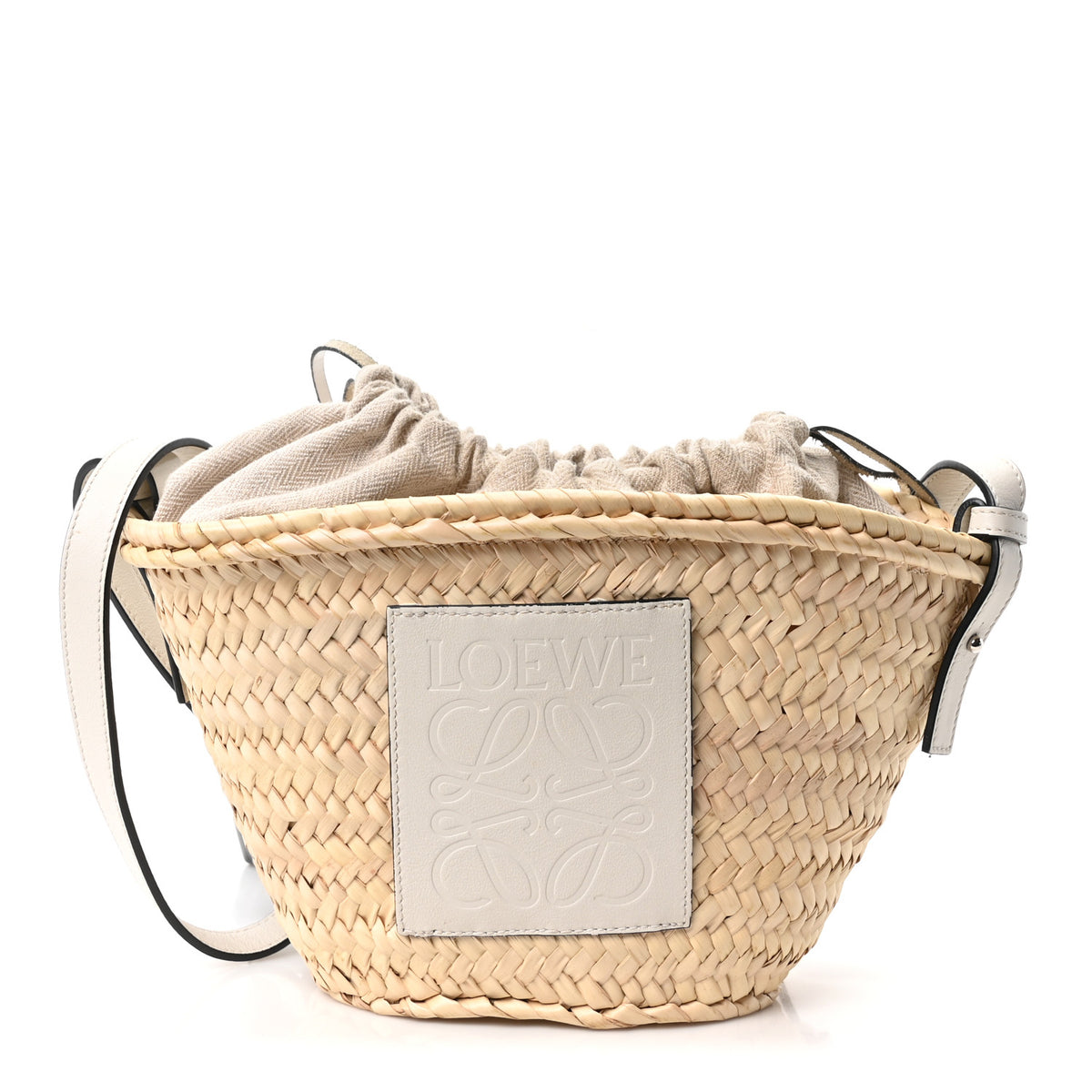 Loewe Raffia Drawstring Basket Tote Bag Natural White 1 of 9