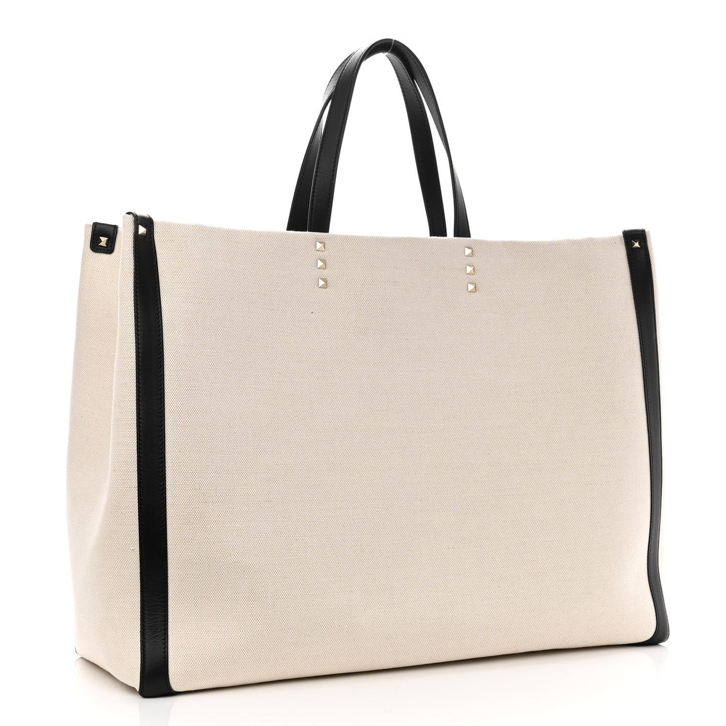 Canvas VLTN Print Large Tote Natural Black
