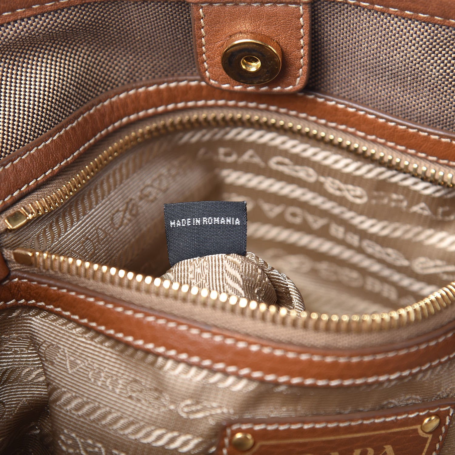 Prada Jacquard Logo Tote Corda Brandy 7 of 10