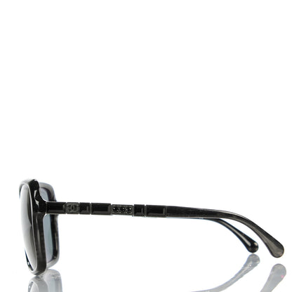Chanel Crystal Baguette Polarized Square Sunglasses 5308-B Black 3 of 7