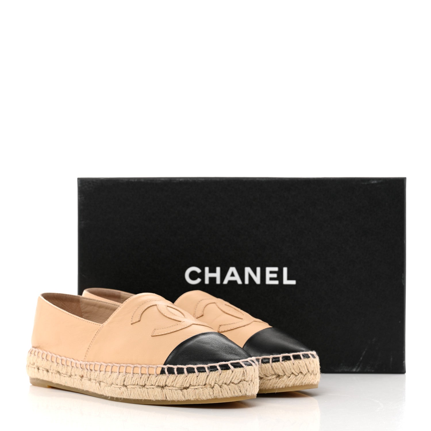 Chanel Lambskin CC Espadrilles 36 Beige Black 9 of 9