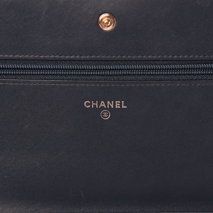 Chanel Glazed Calfskin Quilted Coco Boy Wallet On Chain WOC Blue 5 of 14