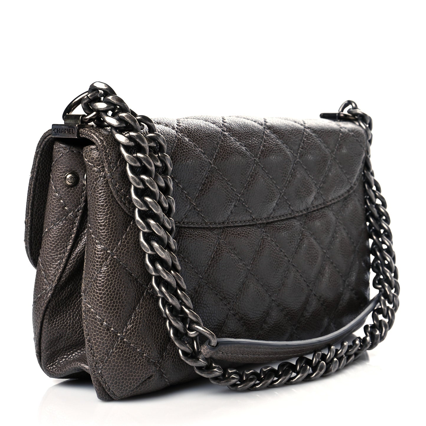 Glazed Caviar Flap Khaki