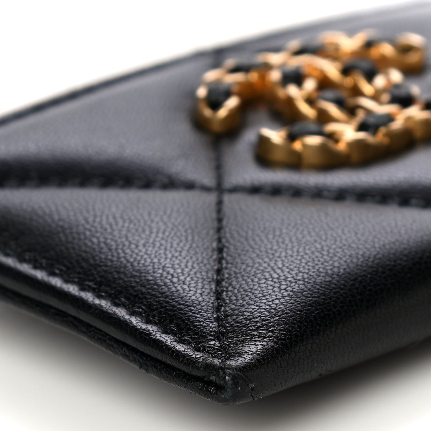 Lambskin Quilted Chanel 19 Card Holder Black