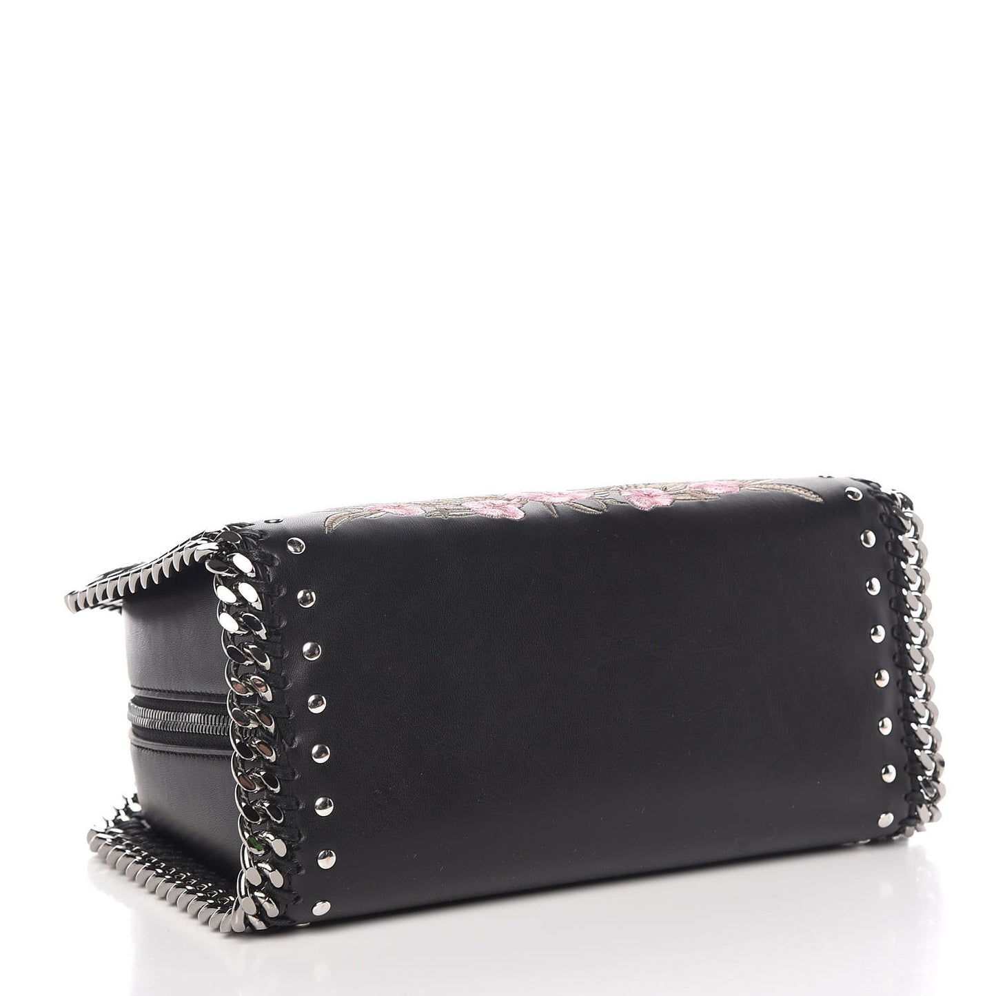 Eco Alter Nappa Mini Falabella Box Floral Embellished Top Handle Bag Black