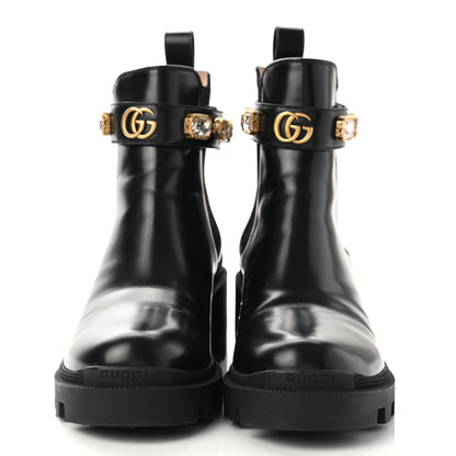 Gucci Calfskin Crystal GG Trip Chelsea Ankle Boots 38.5 Black 2 of 9
