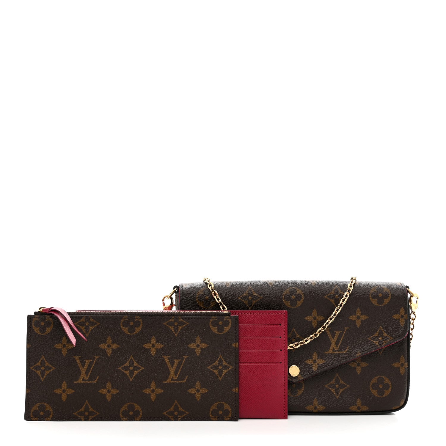 Louis Vuitton Monogram Pochette Felicie Chain Wallet Fuchsia 3 of 13