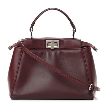 Fendi Nappa Mini Peekaboo Iconic Satchel Bordeaux 1 of 16