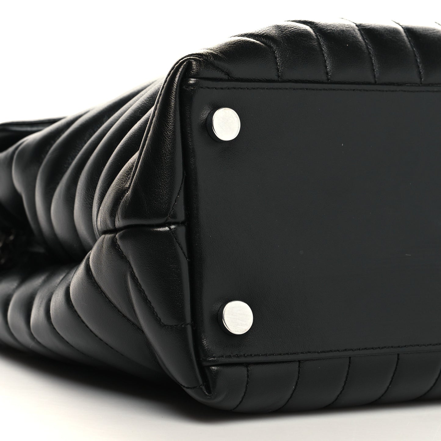 Calfskin Y Quilted Monogram Large Loulou Chain Satchel Black