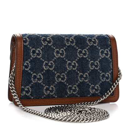 Gucci New Denim GG Monogram Dollar Calfskin Enamel Super Mini Dionysus Shoulder Bag Blue Tea Cuir Epilog Electric Blue 3 of 9