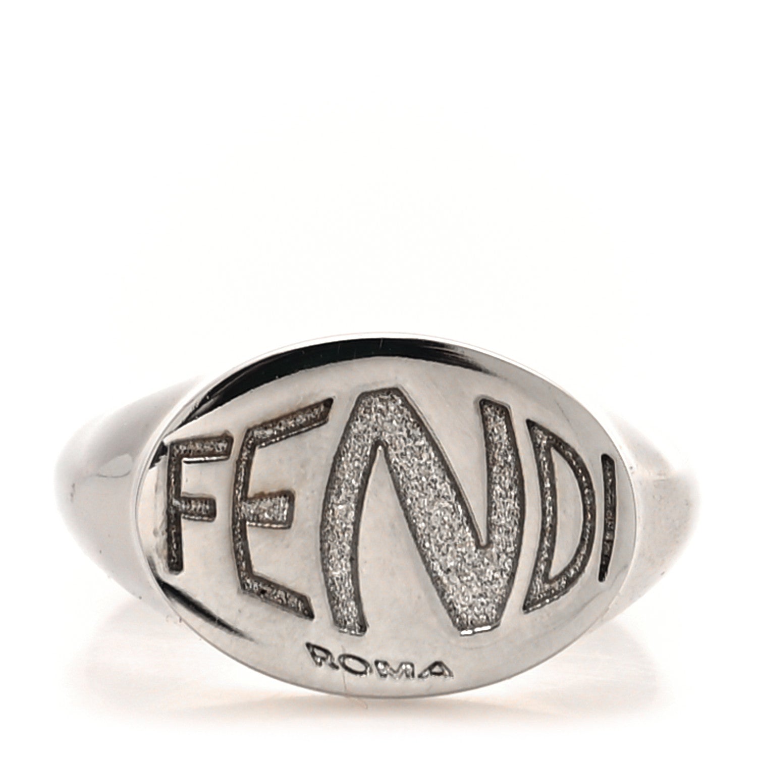 Fendi Metal Signature Ring L Silver 1 of 4