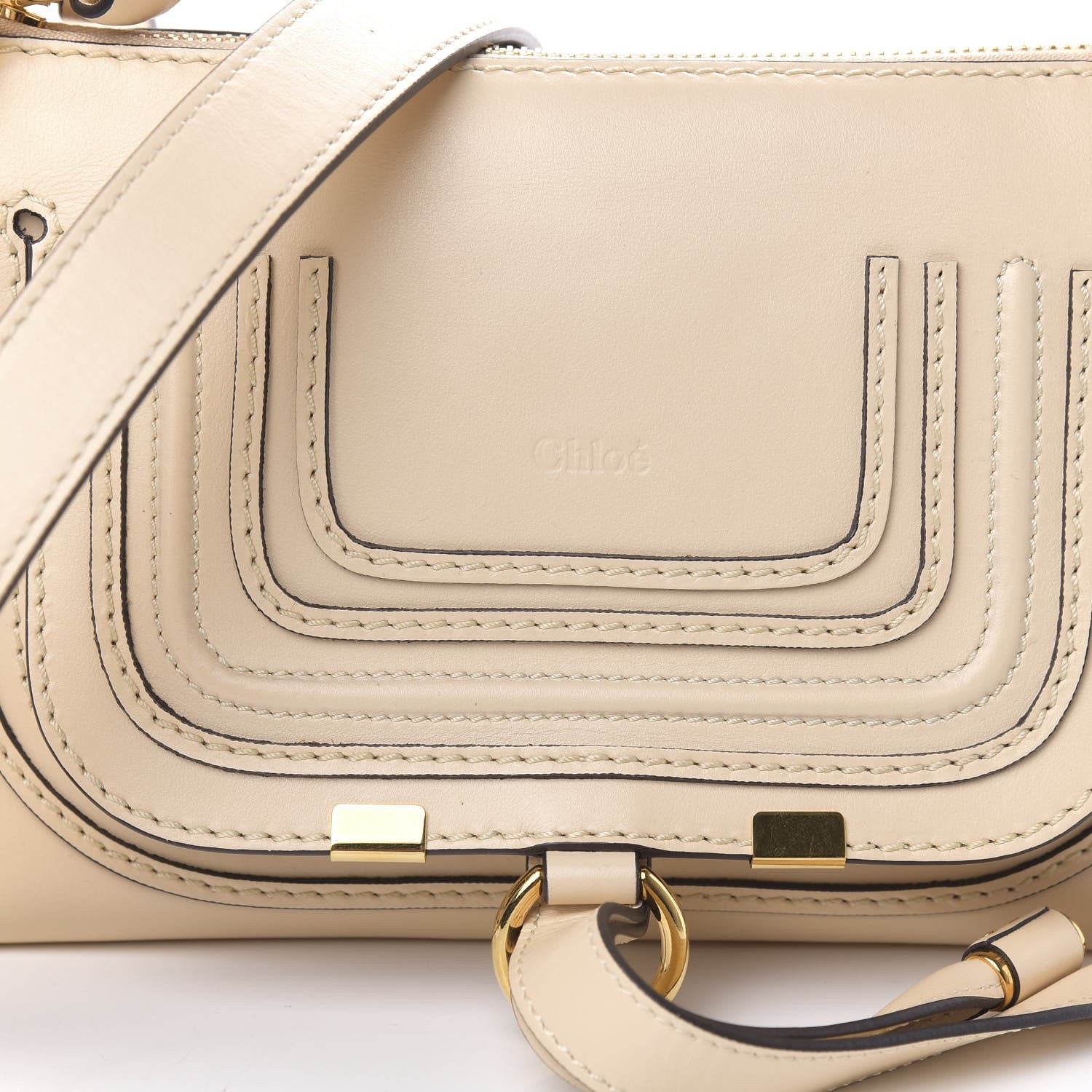 Chloe Shiny Calfskin Small Marcie Saddle Shoulder Bag Cream 9 of 9