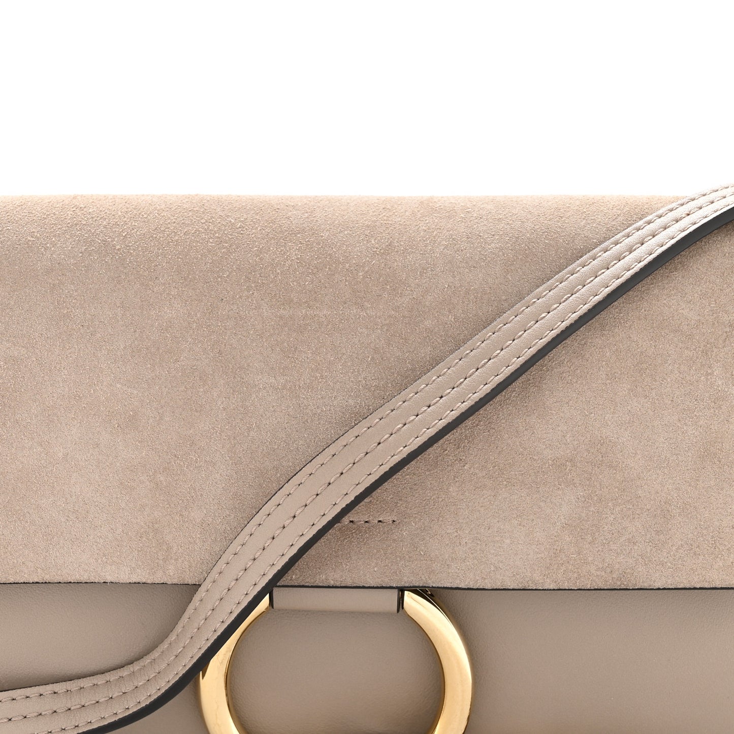 Suede Calfskin Small Faye Shoulder Bag Motty Grey