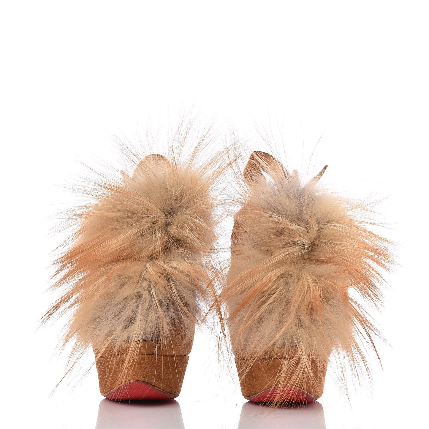 Suede Fox Fur Splash 150 Pumps 37.5 Camel