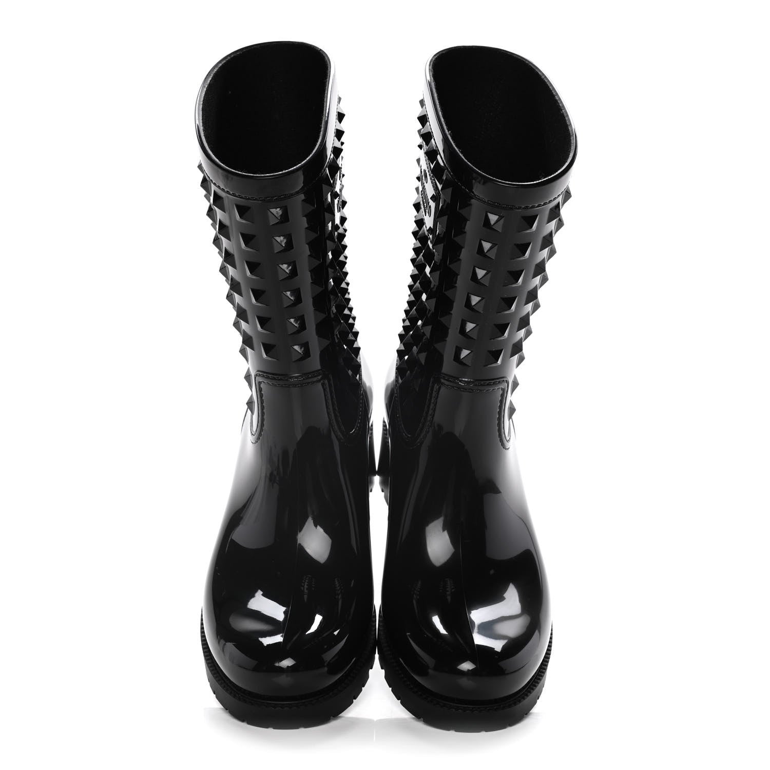 Valentino Garavani Rubber Rockstud Short Rainboots 37 Black 5 of 12