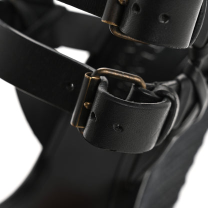 Saint Laurent Calfskin Espadrille Wedges 36 Black 12 of 16