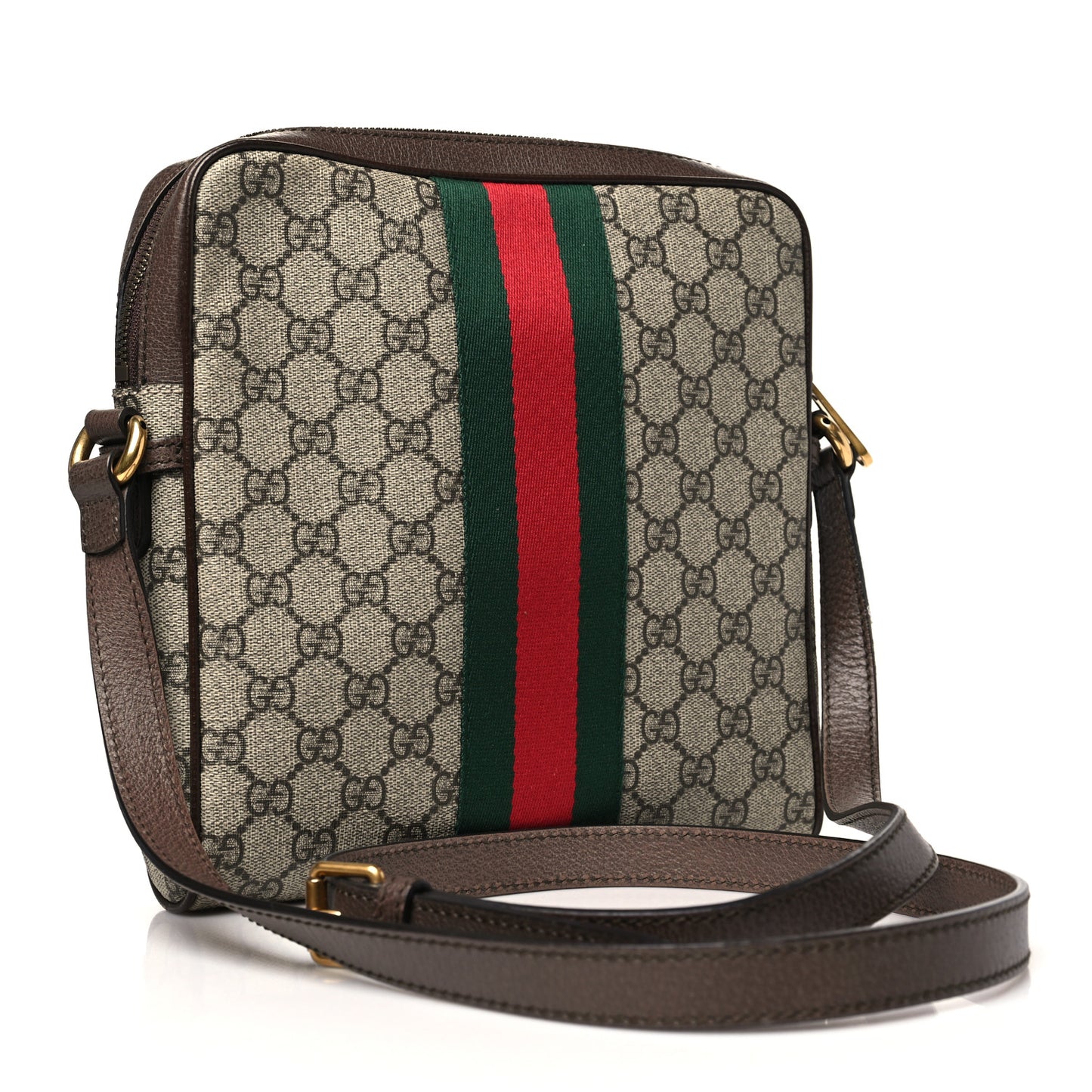 GG Supreme Monogram Web Small Ophidia Messenger Bag Brown