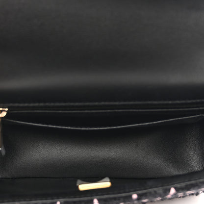 Chanel Tweed Quilted Small Camellia Flap Black Pink 5 of 10