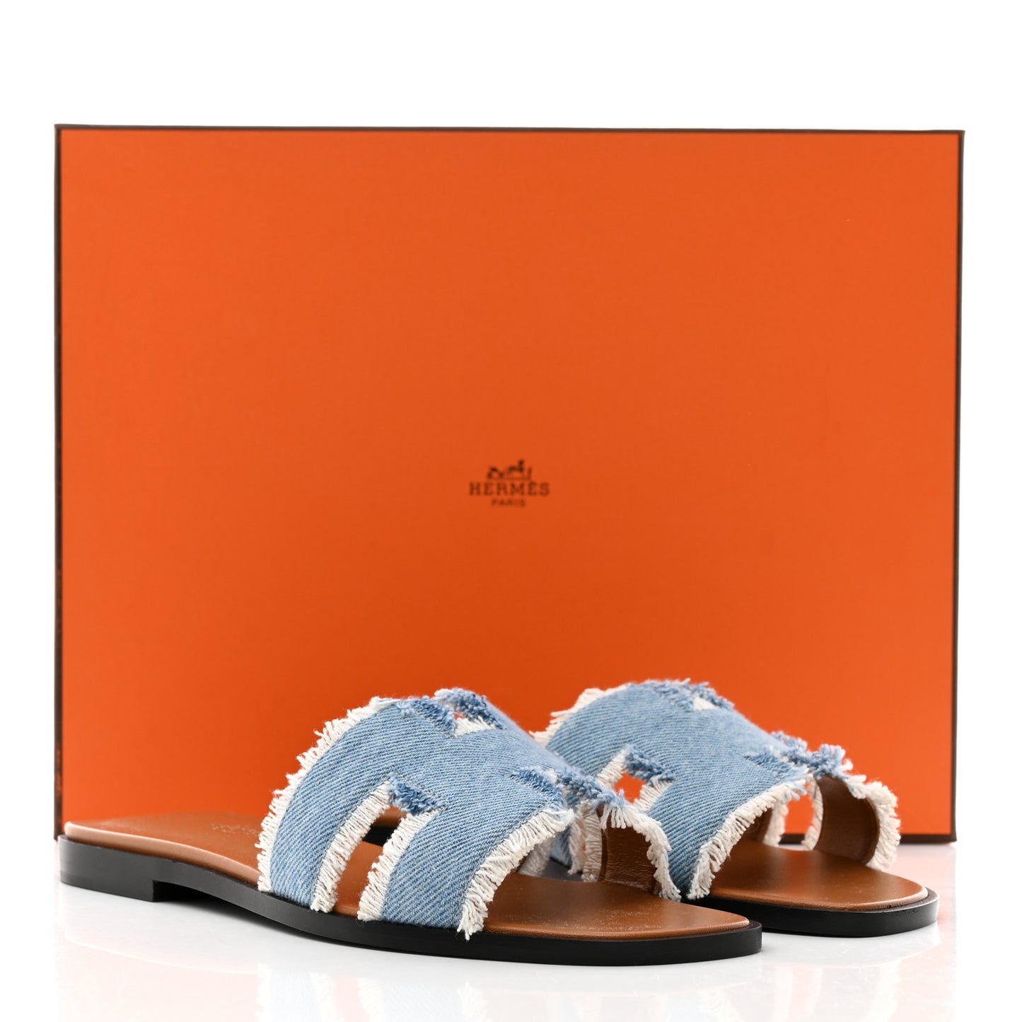 Denim Oran Fringe Sandals 36 Bleu Clair