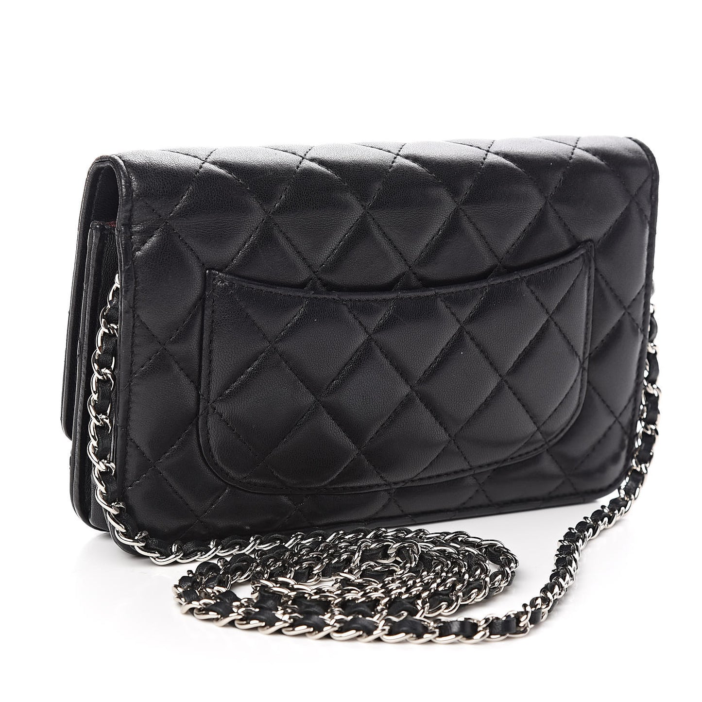 Lambskin Quilted Wallet On Chain WOC Black