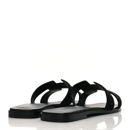 Hermes Goatskin Crystal Oran Sandals 40 Black 4 of 9