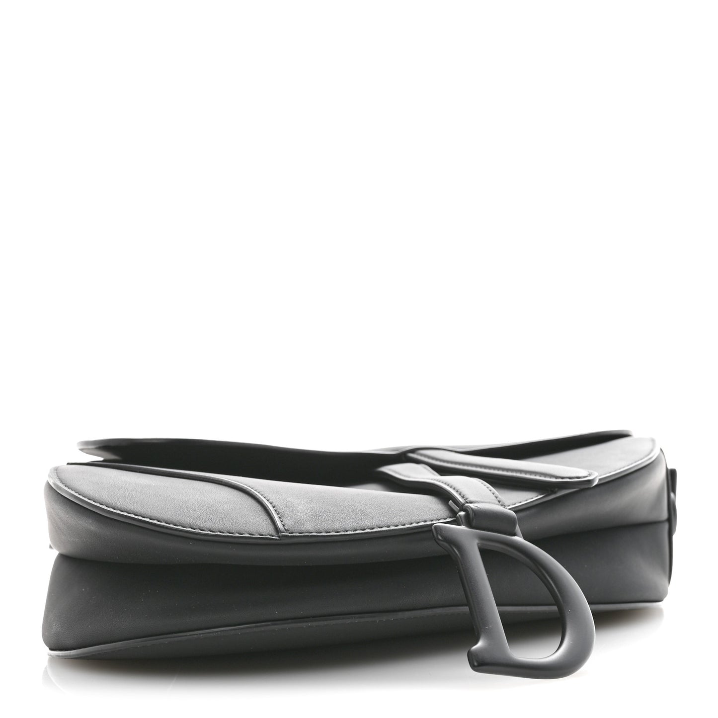 Ultra Matte Calfskin Saddle Bag With Strap Black