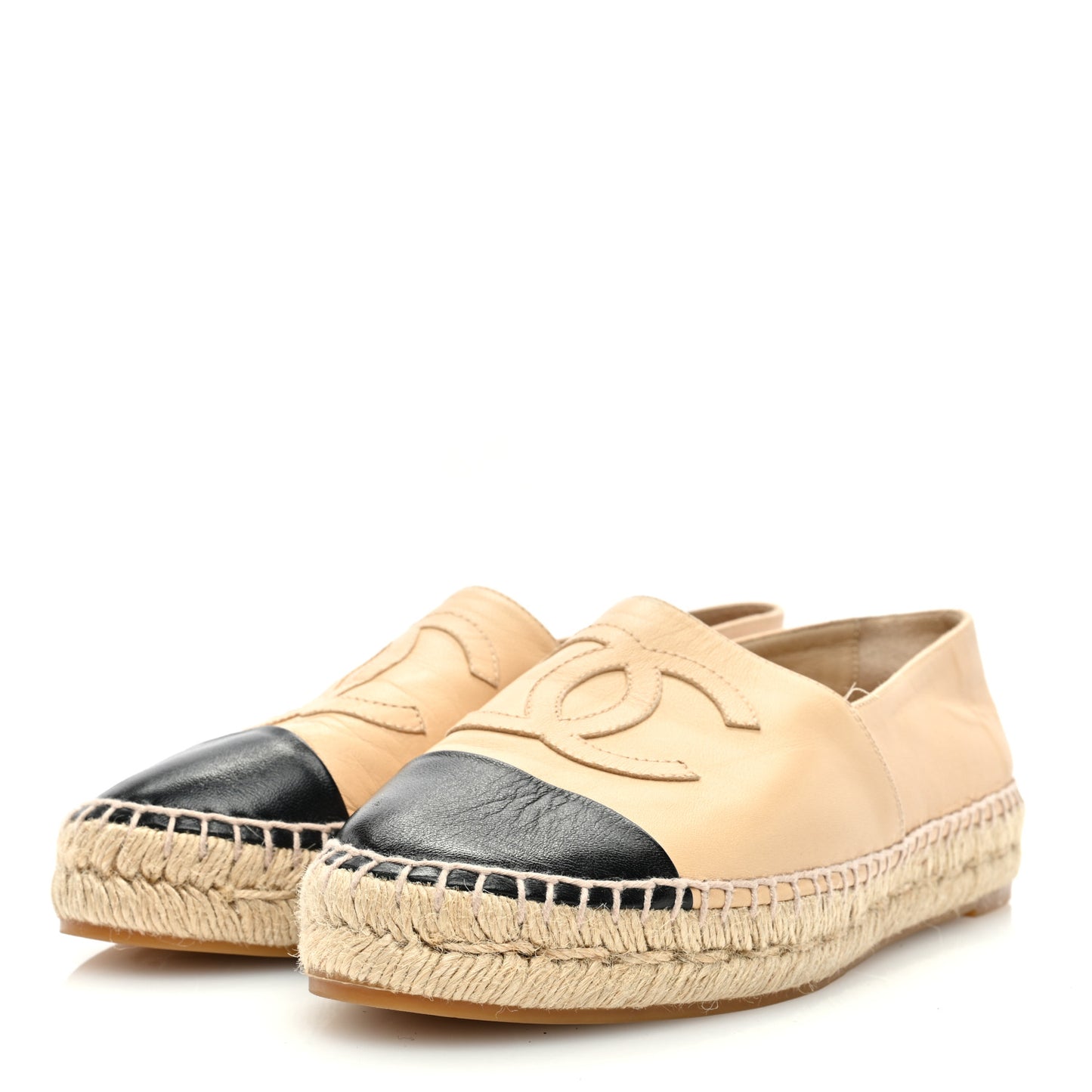 Lambskin CC Espadrilles 38 Beige Black