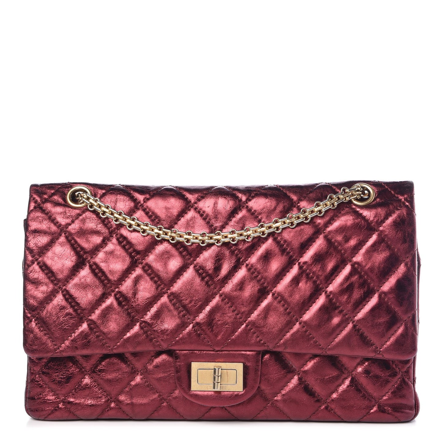 Metallic Aged Calfskin 2.55 Reissue 227 Flap Dark Red